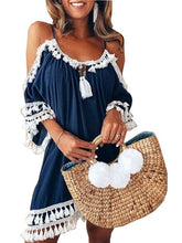 Women Solid Color Off Shoulder Strap Mini Dress Ins Street