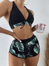 Bikinis Ruffle Print Shorts Swimsuit Bikini Set