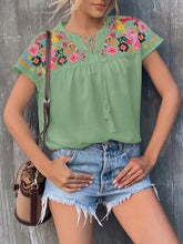 Embroidered Fringe Collar Batwing Sleeves Blouse Ins Street