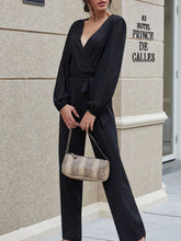 Lace-Up V-Neck High Waist Slim Straight-Leg Jumpsuit Ins Street