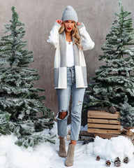 Zak Colorblock Knit Cardigan - Ivory Black Ins Street