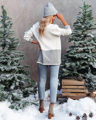 Zak Colorblock Knit Cardigan - Ivory Black Ins Street