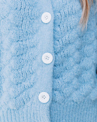Ziggy Button Front Knit Cardigan - Light Blue Ins Street