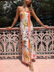 Summer Sexy Split Charming Wrap Printed Dresses InsStreet