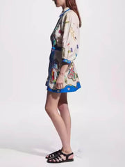 Temperament Peplum Stylish Printed Cardigan Dress InsStreet