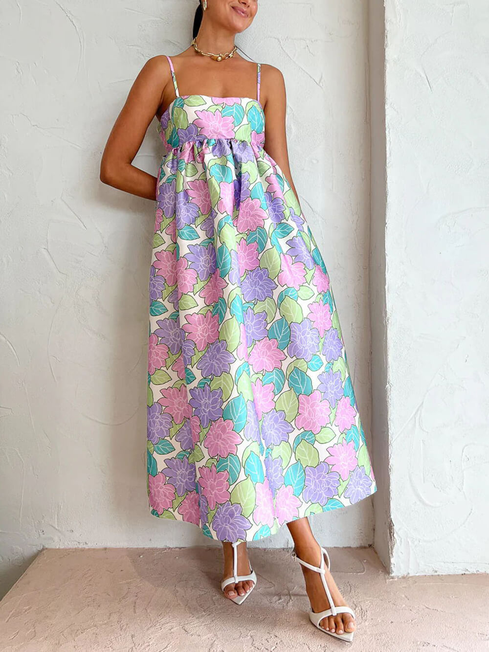 Beautiful Temperament Printed Charming Strapless Backless Swing Dress InsStreet