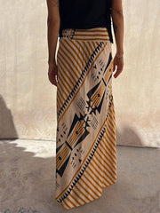 Geometric Print Elastic Charming Waist Maxi Skirt InsStreet