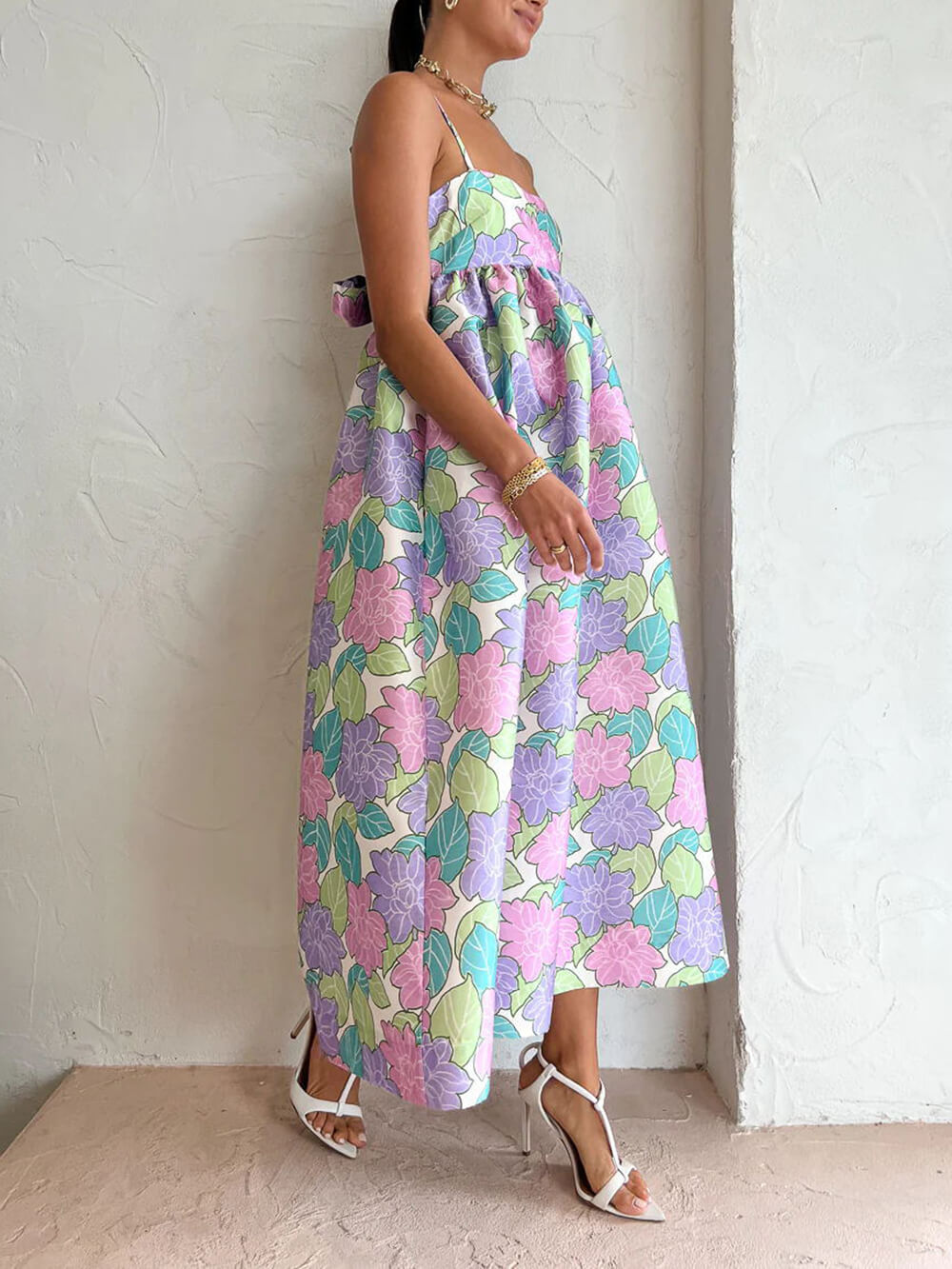 Beautiful Temperament Printed Charming Strapless Backless Swing Dress InsStreet