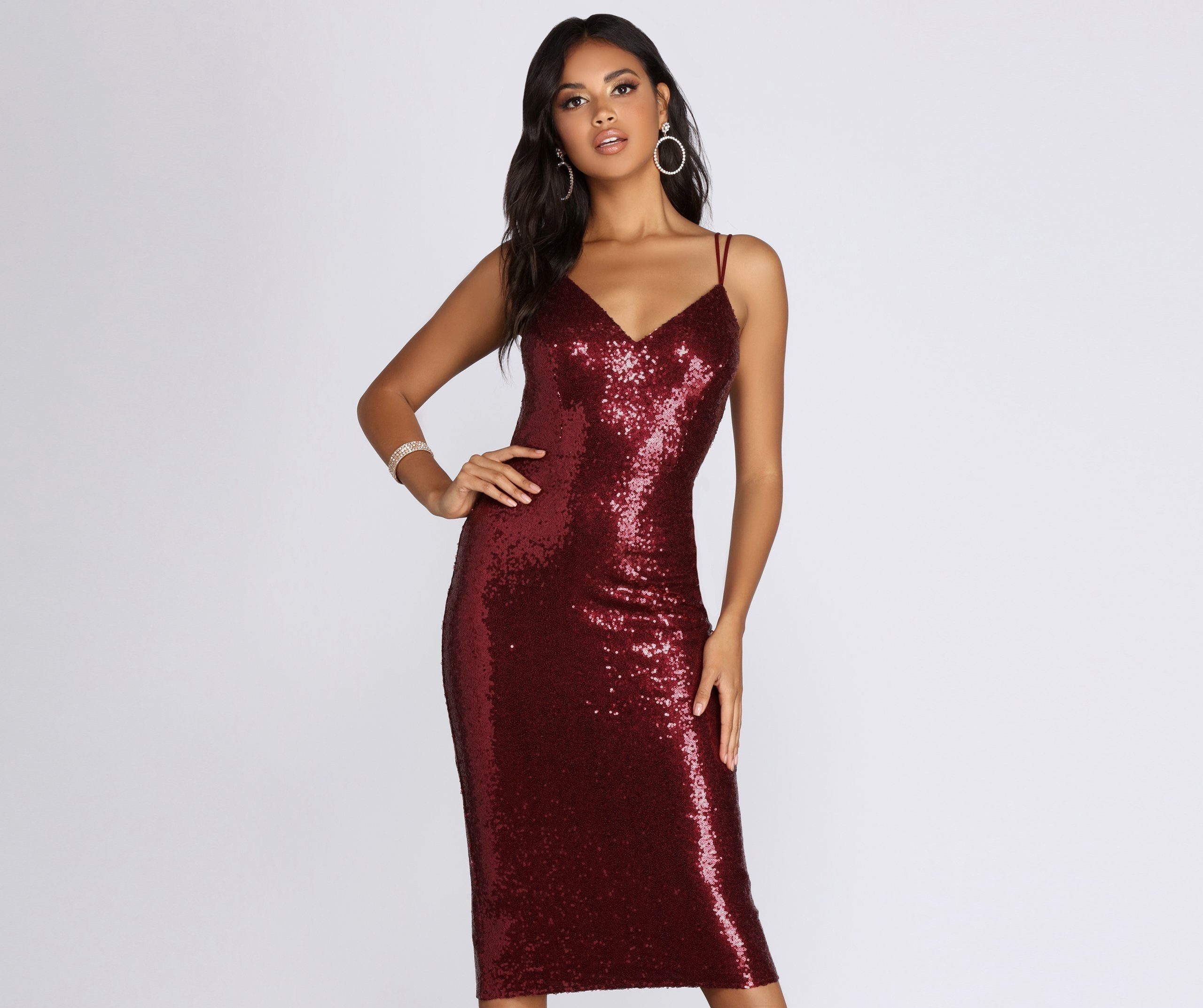 Raegan Formal Stylish Sequin Midi Dress InsStreet