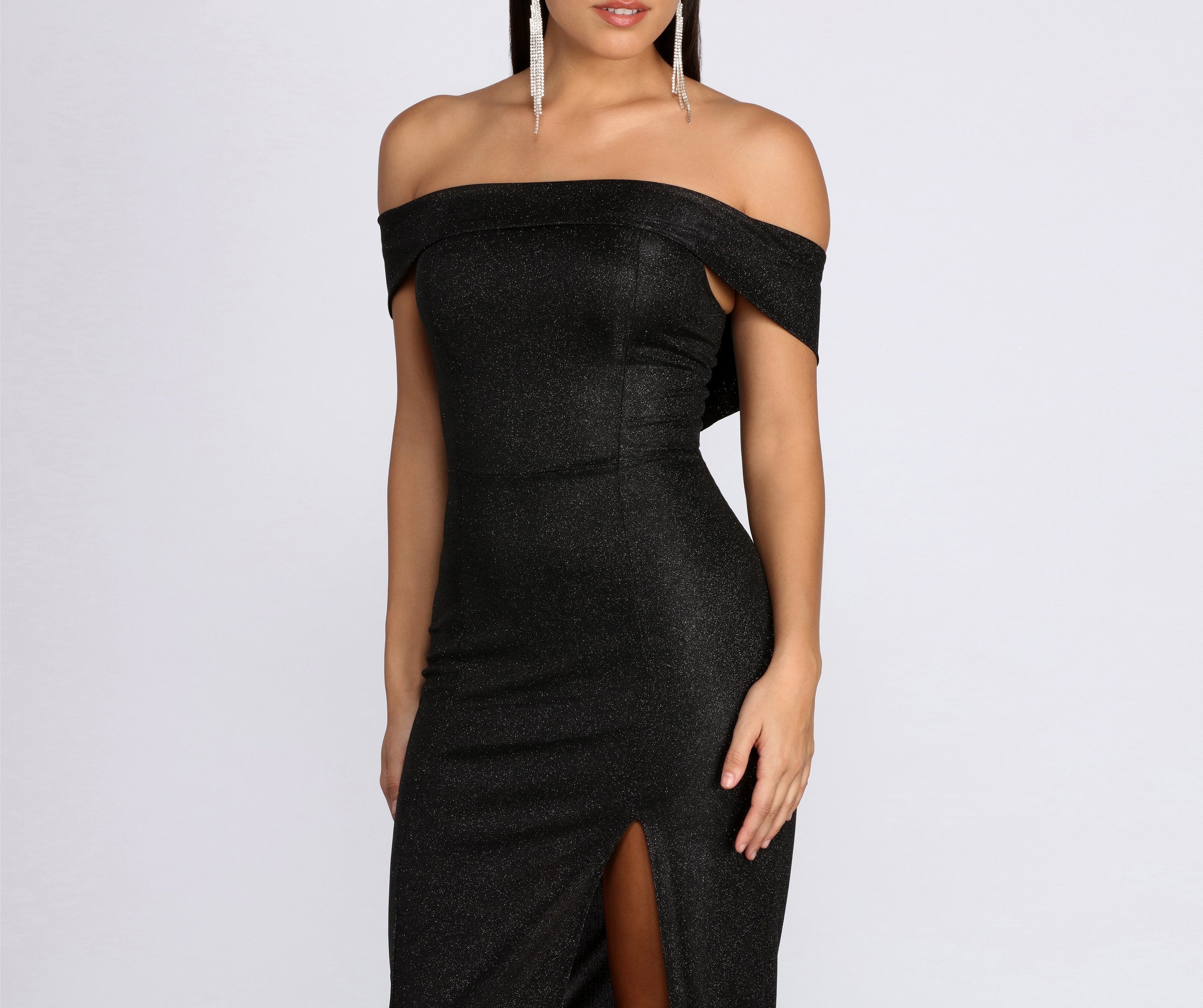 Misty Off Stylish Shoulder Glitter Dress InsStreet