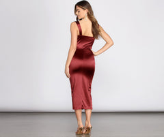 Lucia Side Stylish Slit Satin Dress InsStreet