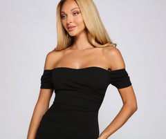 Quinn Formal Off Charming The Shoulder Midi Dress InsStreet