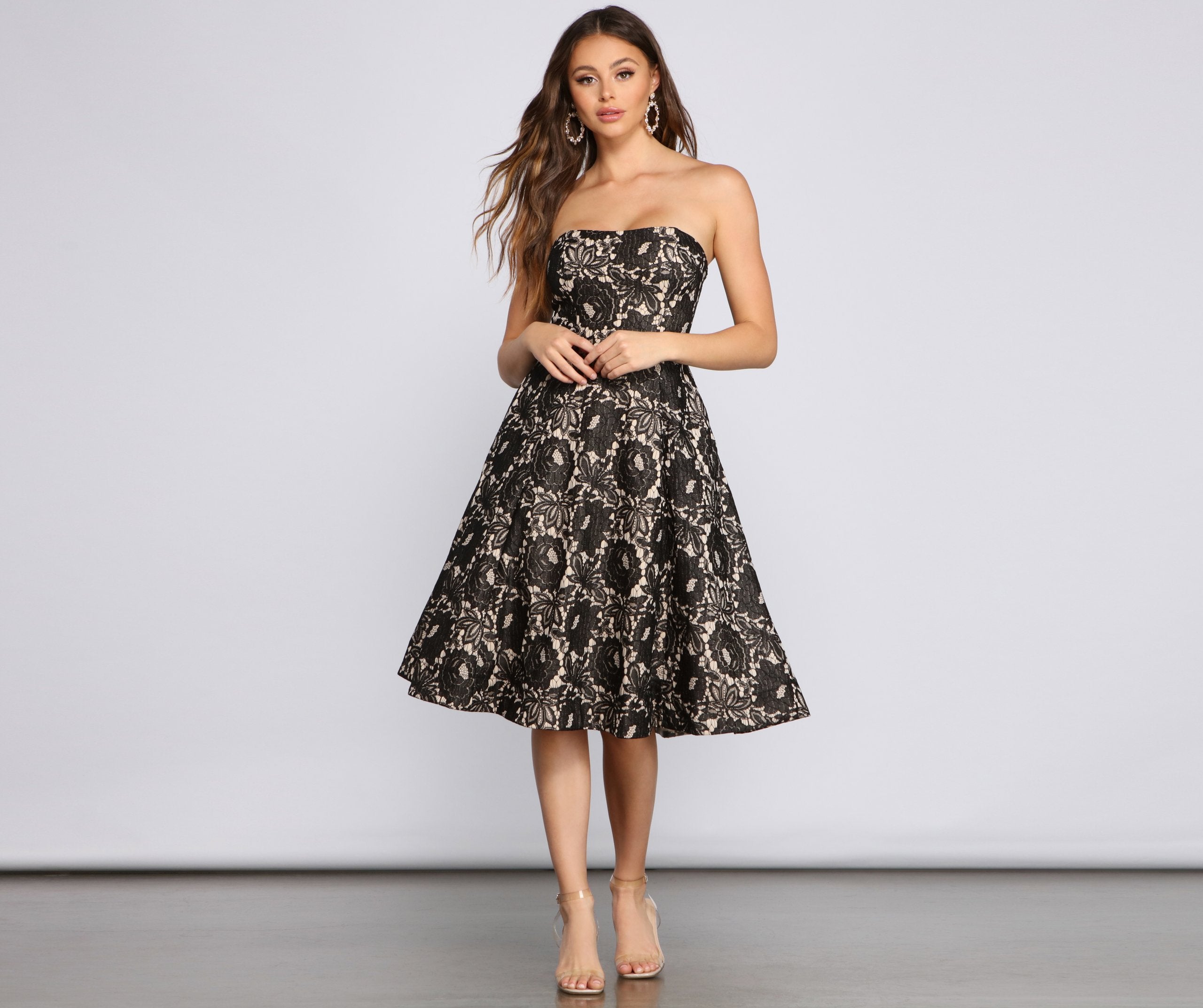 Corrine Strapless Lace Charming Detail Formal Dress InsStreet