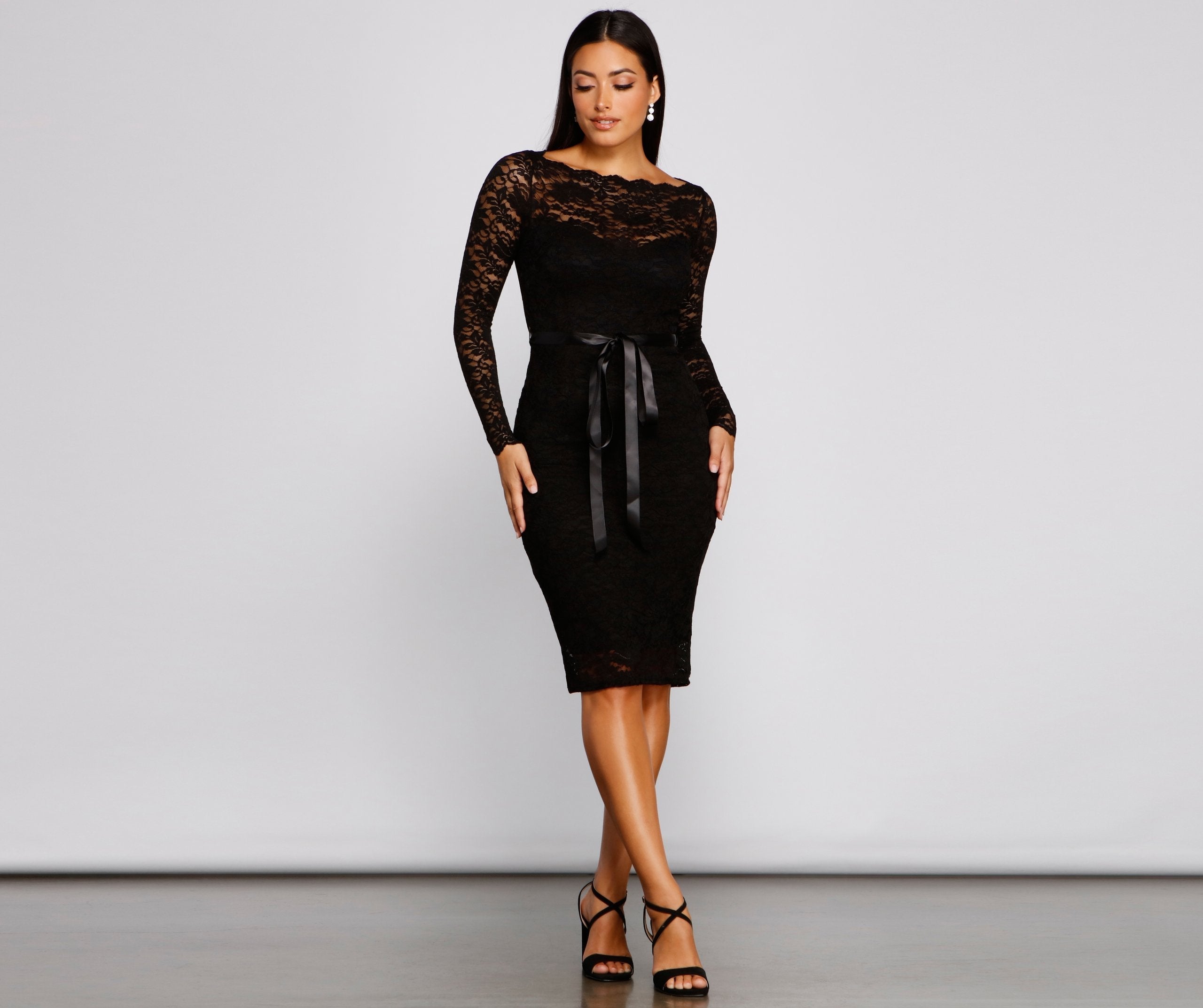 Keely Lace Stylish Sweetheart Midi Dress InsStreet