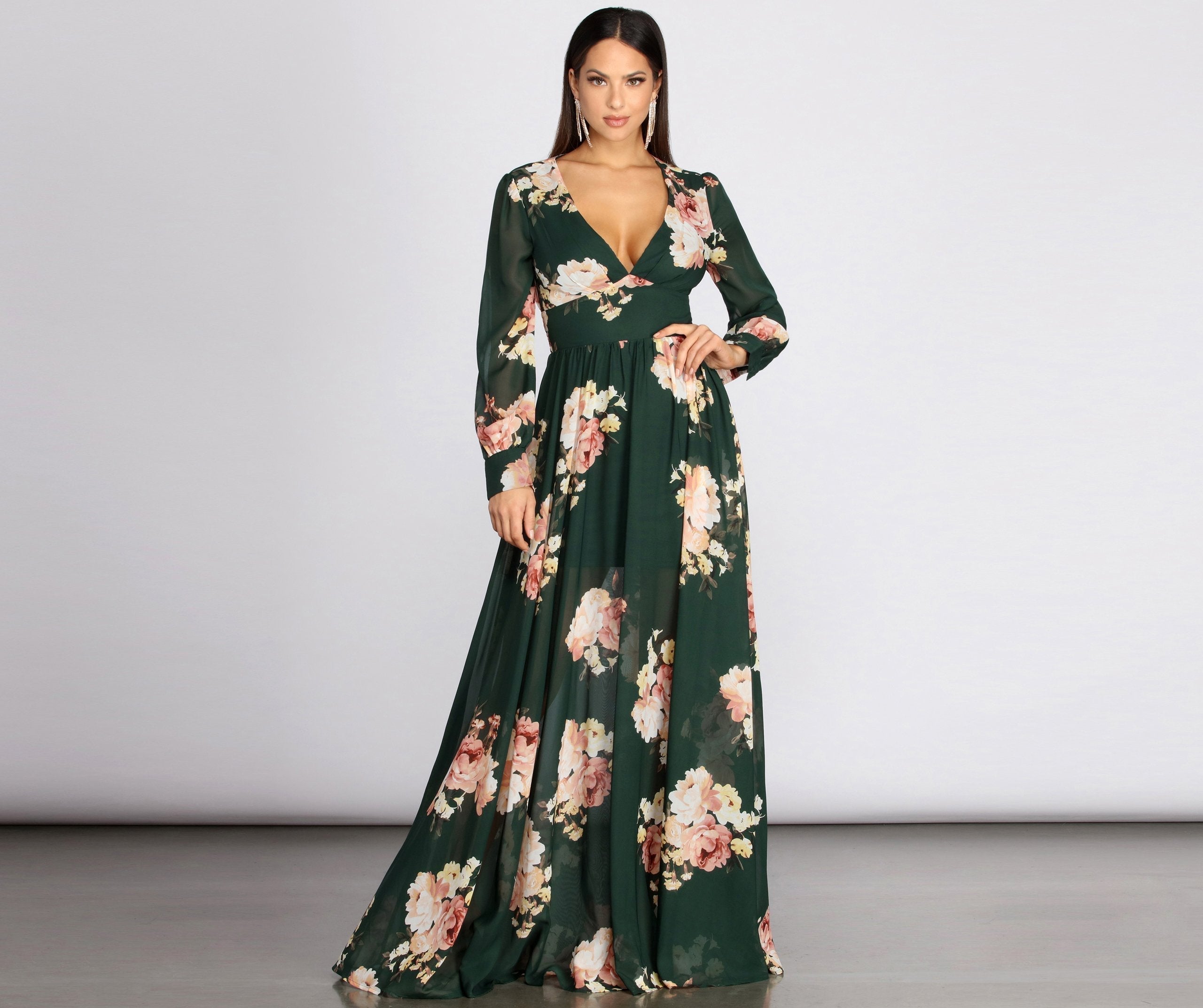 Irina Floral Stylish Chiffon A-Line Dress InsStreet