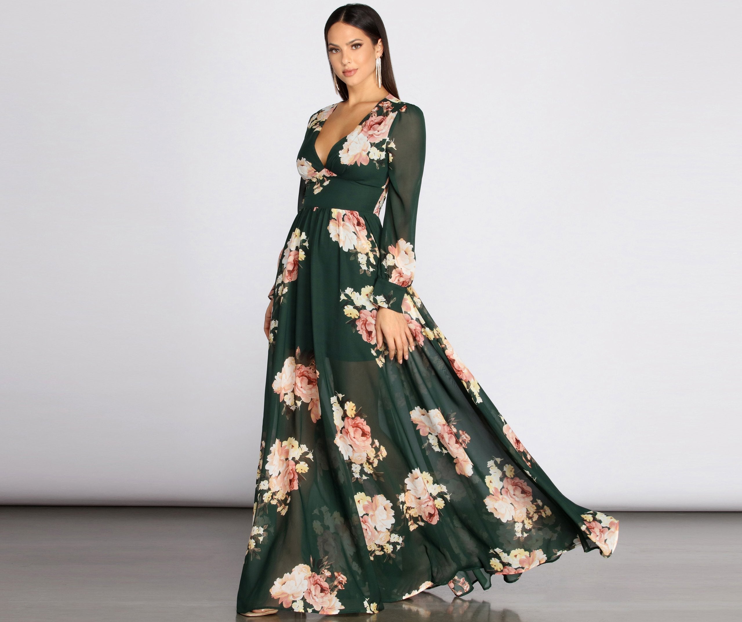 Irina Floral Stylish Chiffon A-Line Dress InsStreet