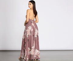 Elisa Floral Chiffon Charming Cross Back A-Line Dress InsStreet