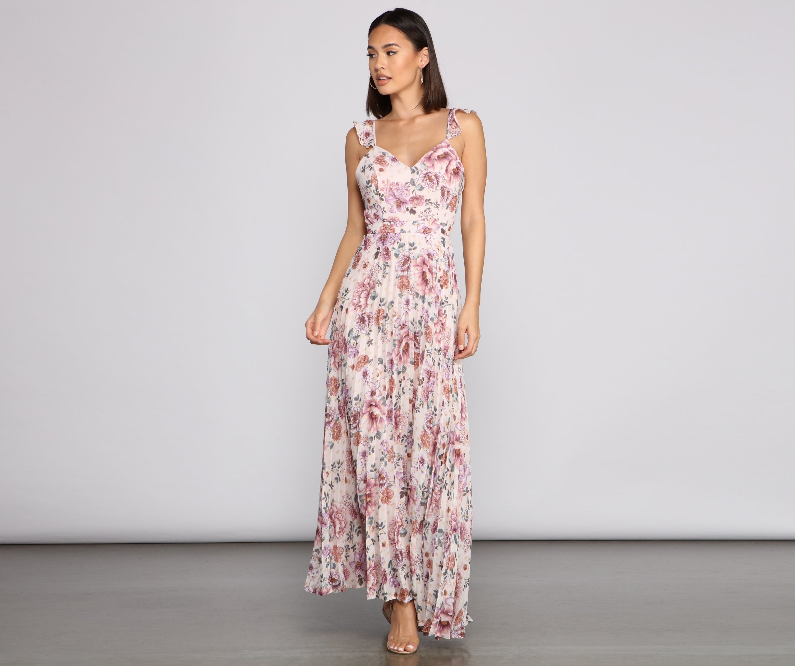 Ava Formal Stylish Floral Pleated Dress InsStreet