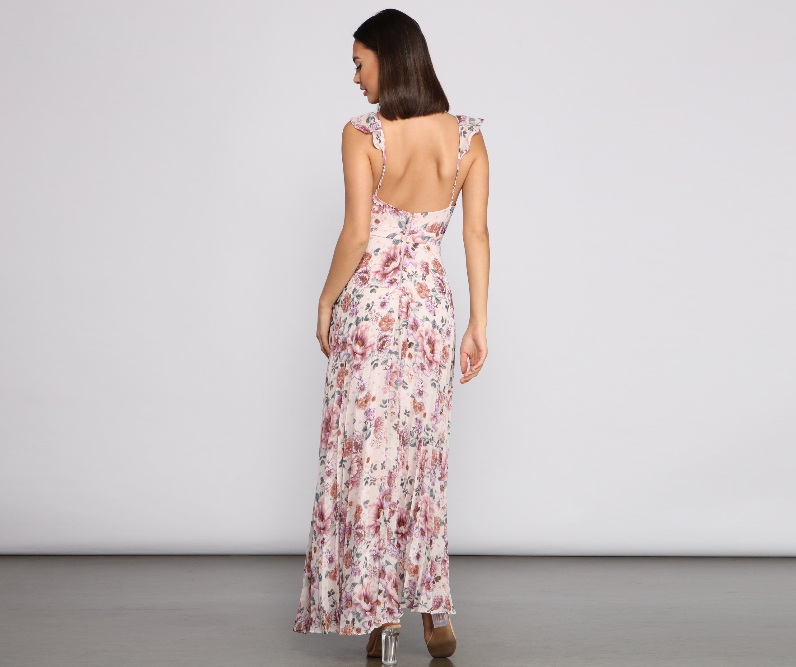 Ava Formal Stylish Floral Pleated Dress InsStreet