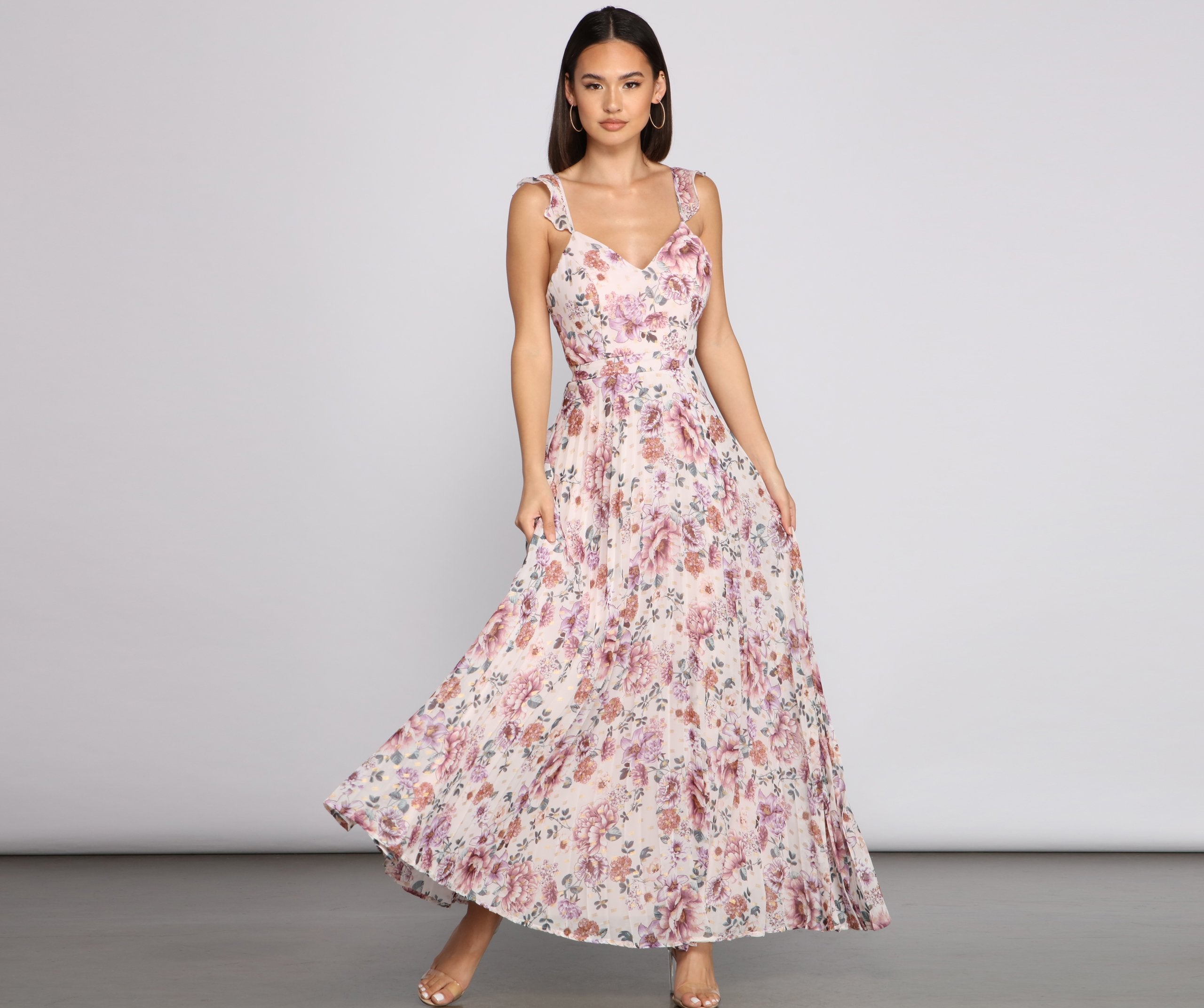 Ava Formal Stylish Floral Pleated Dress InsStreet