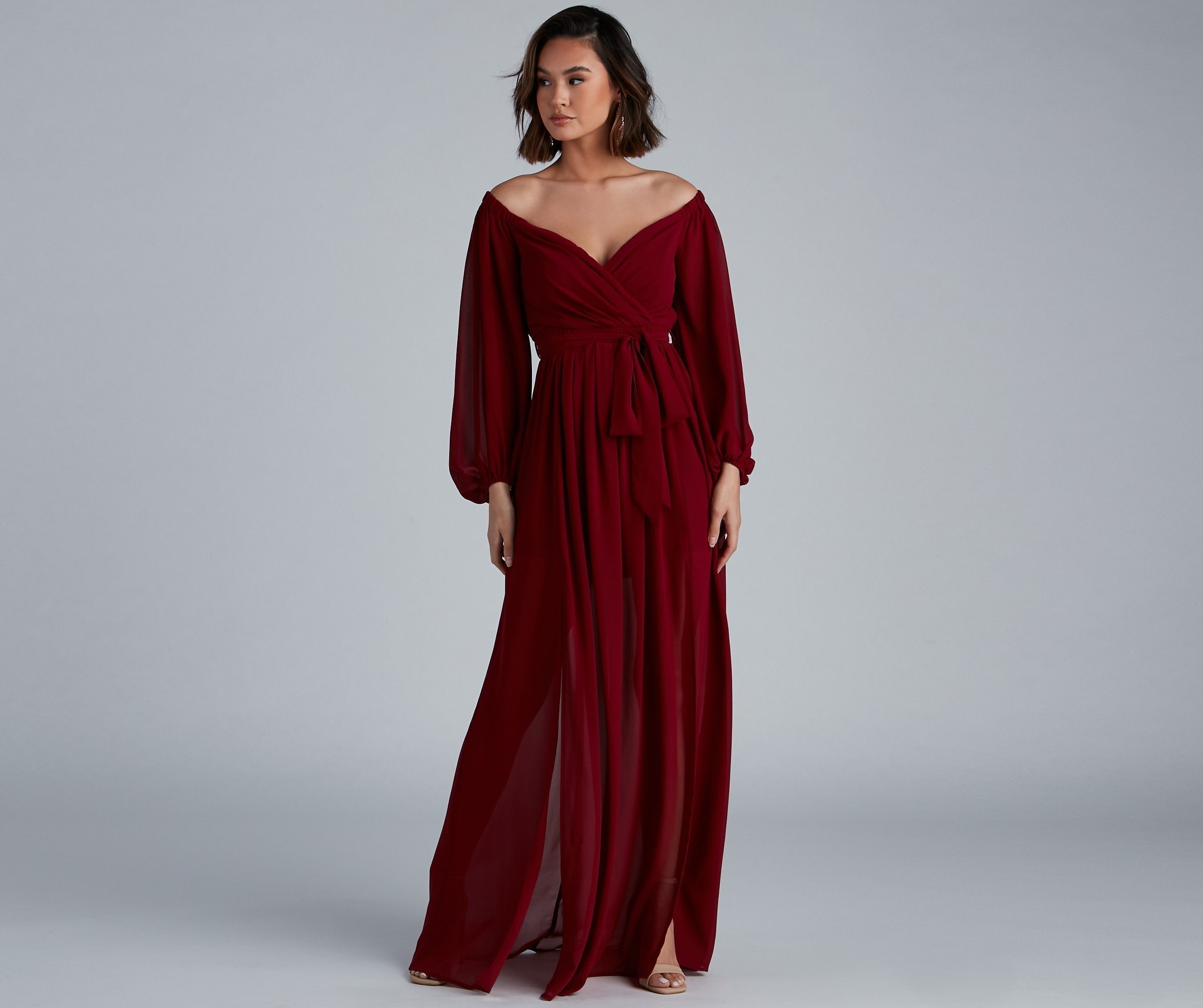 Britt Off-The-Shoulder Stylish Chiffon Formal Dress InsStreet