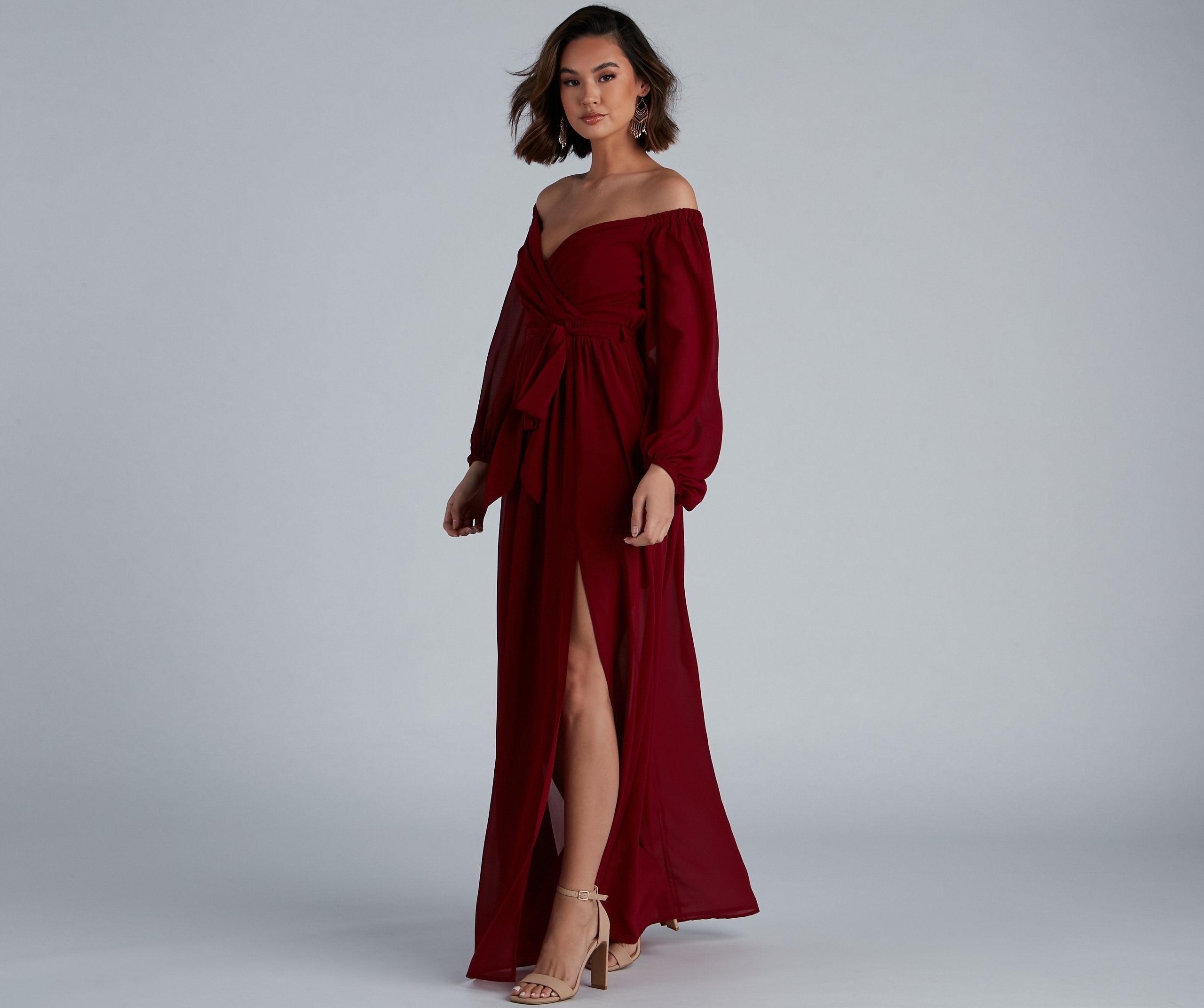 Britt Off-The-Shoulder Stylish Chiffon Formal Dress InsStreet