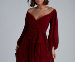 Britt Off-The-Shoulder Stylish Chiffon Formal Dress InsStreet