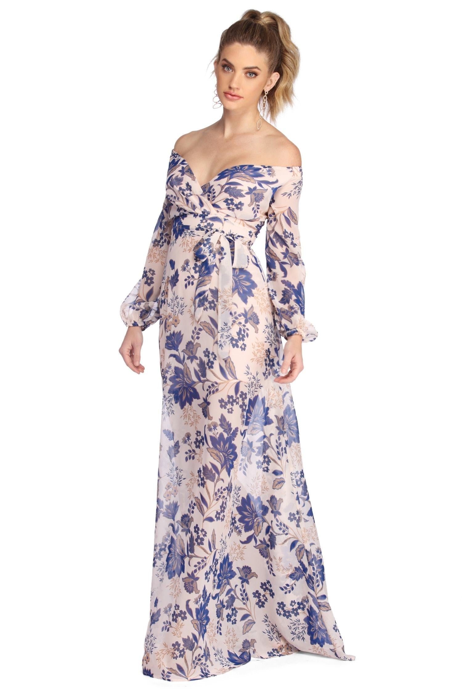 Britt Wrap Stylish Formal Floral Dress InsStreet