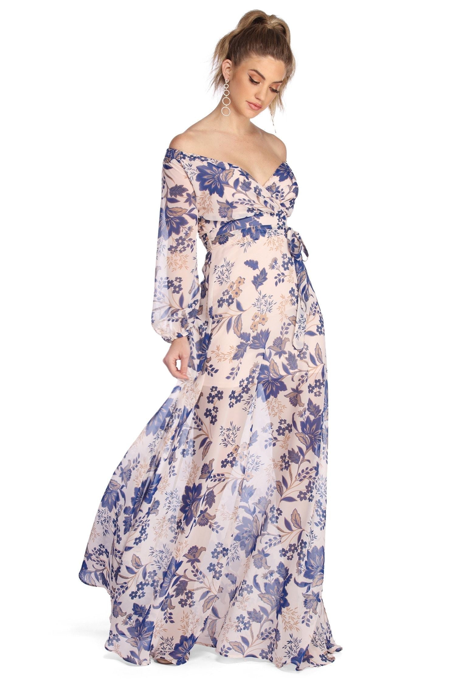 Britt Wrap Stylish Formal Floral Dress InsStreet