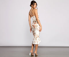 Ruffled For Stylish Florals Midi Dress InsStreet