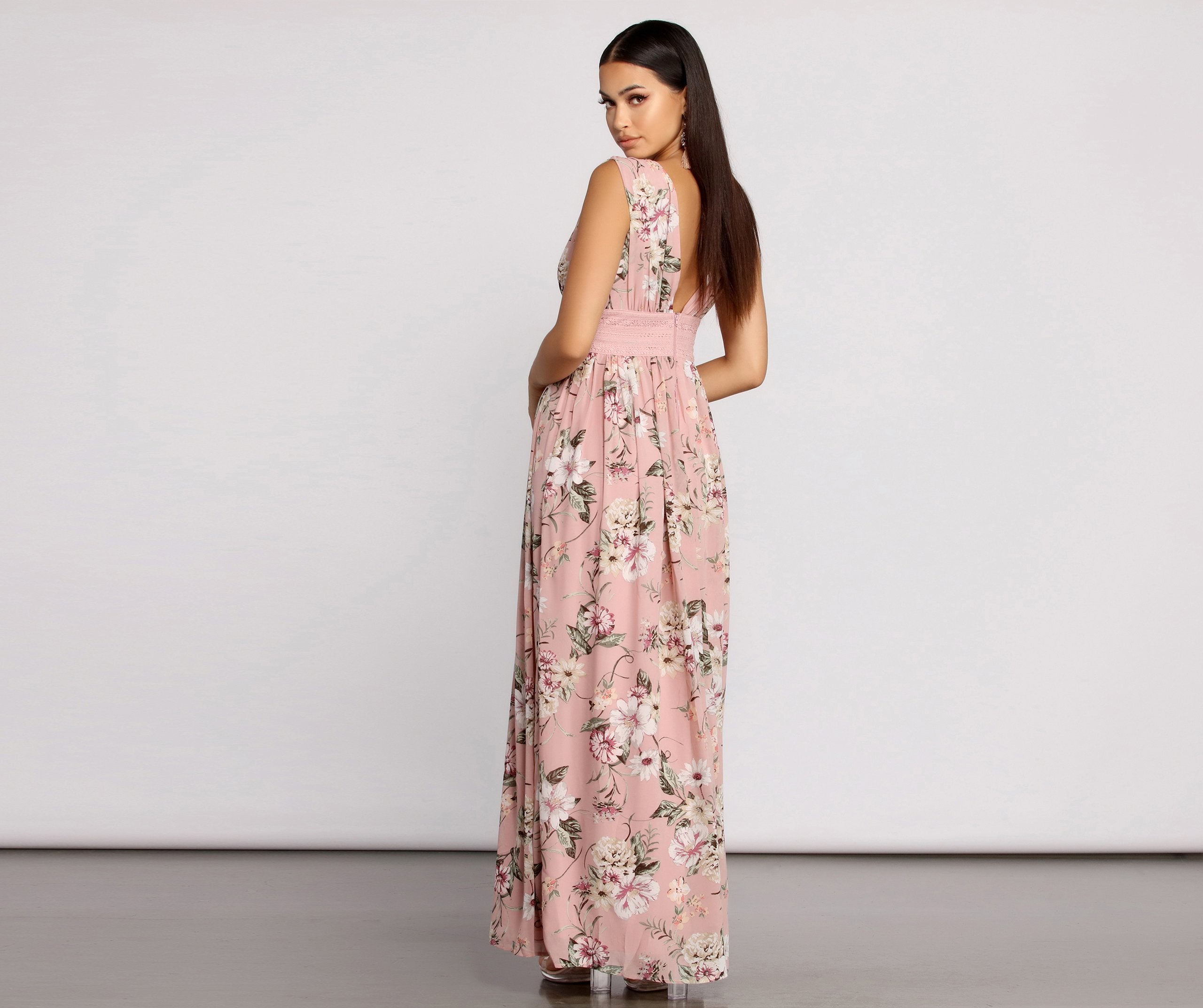 Floral Beauty Sleeveless Charming Chiffon Maxi Dress InsStreet