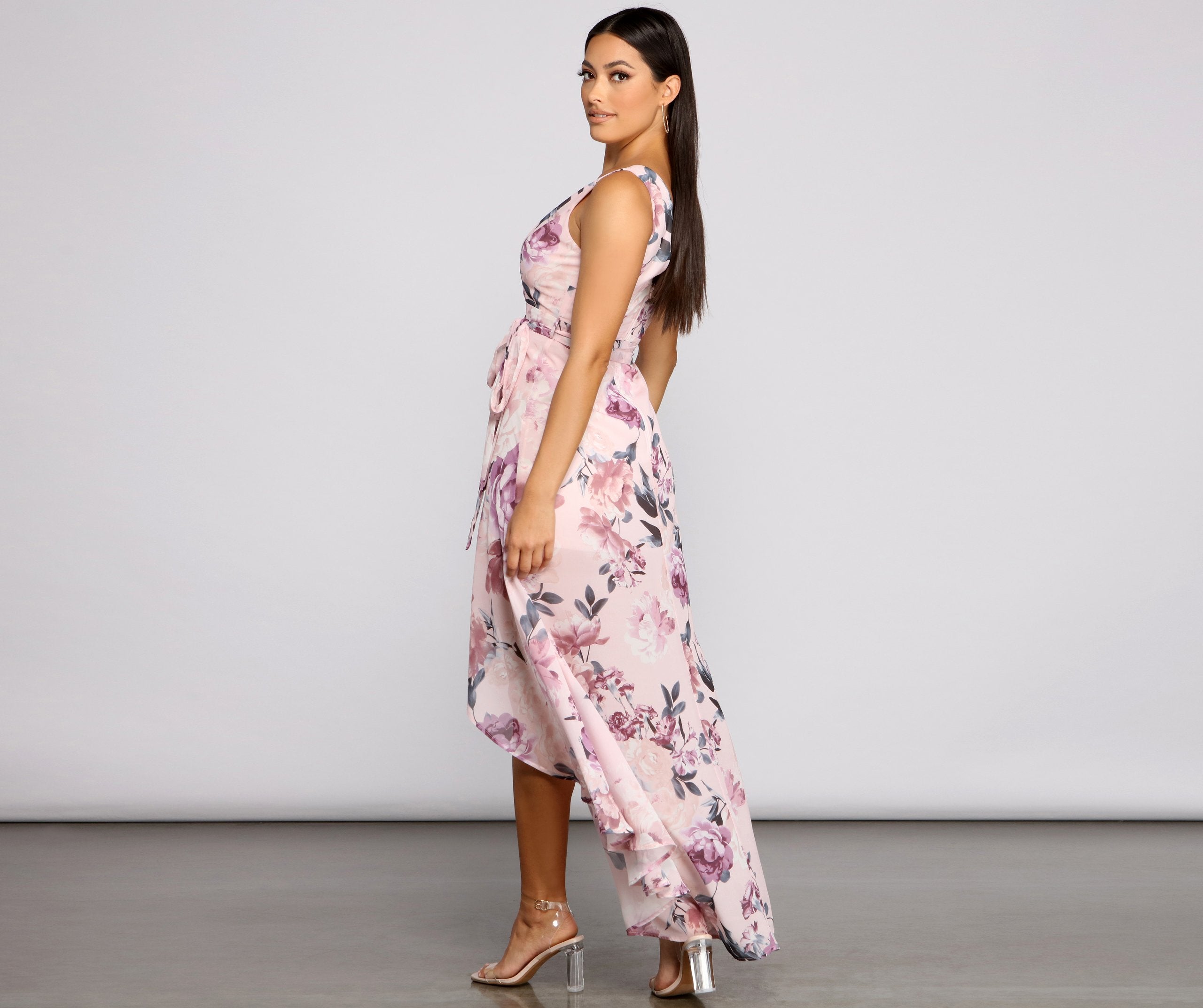 Wrapped In Romance Charming Floral Chiffon Maxi Dress InsStreet