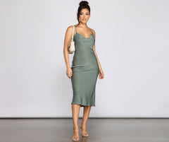 Forever Chic Stylish Satin Midi Dress InsStreet