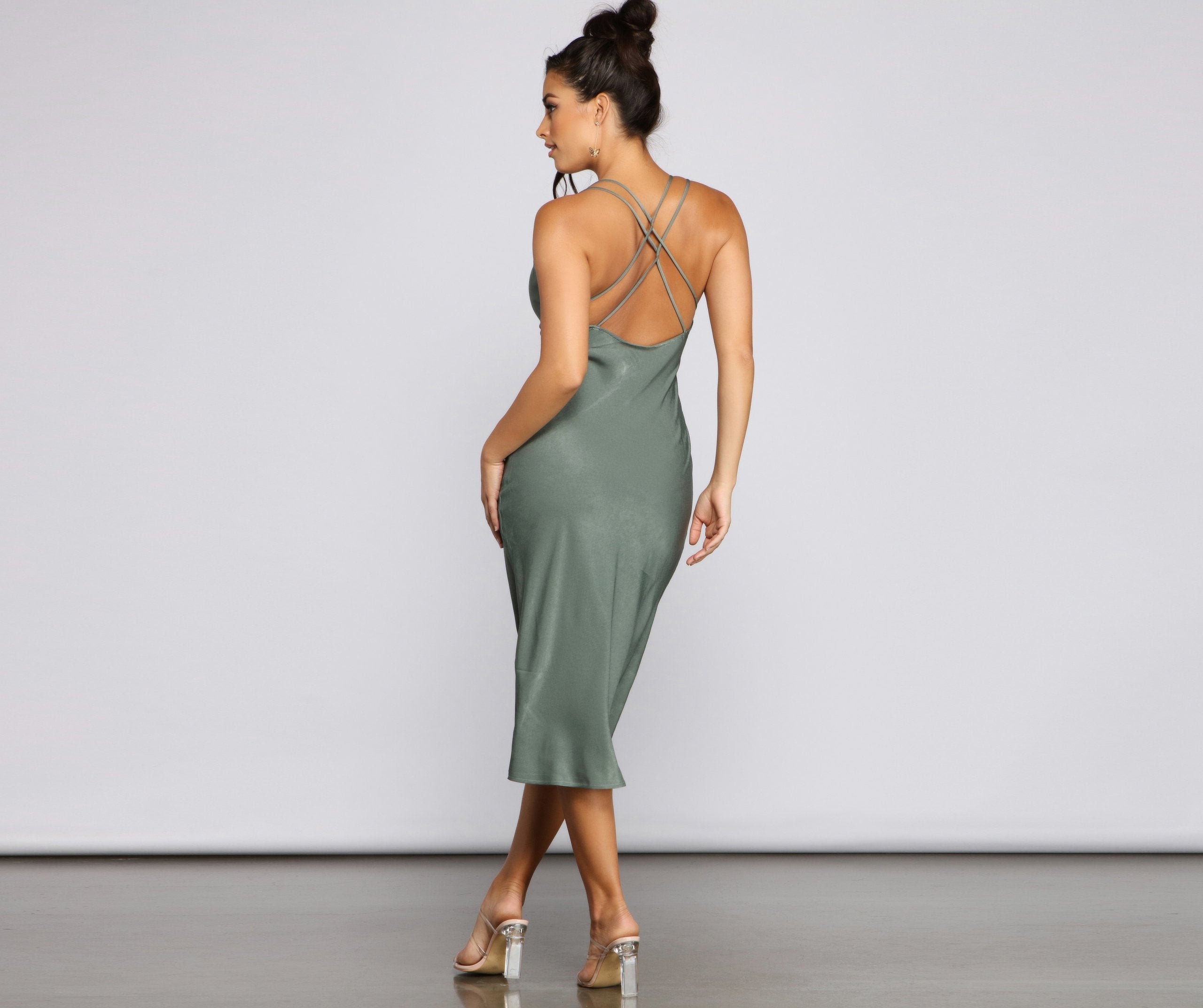 Forever Chic Stylish Satin Midi Dress InsStreet