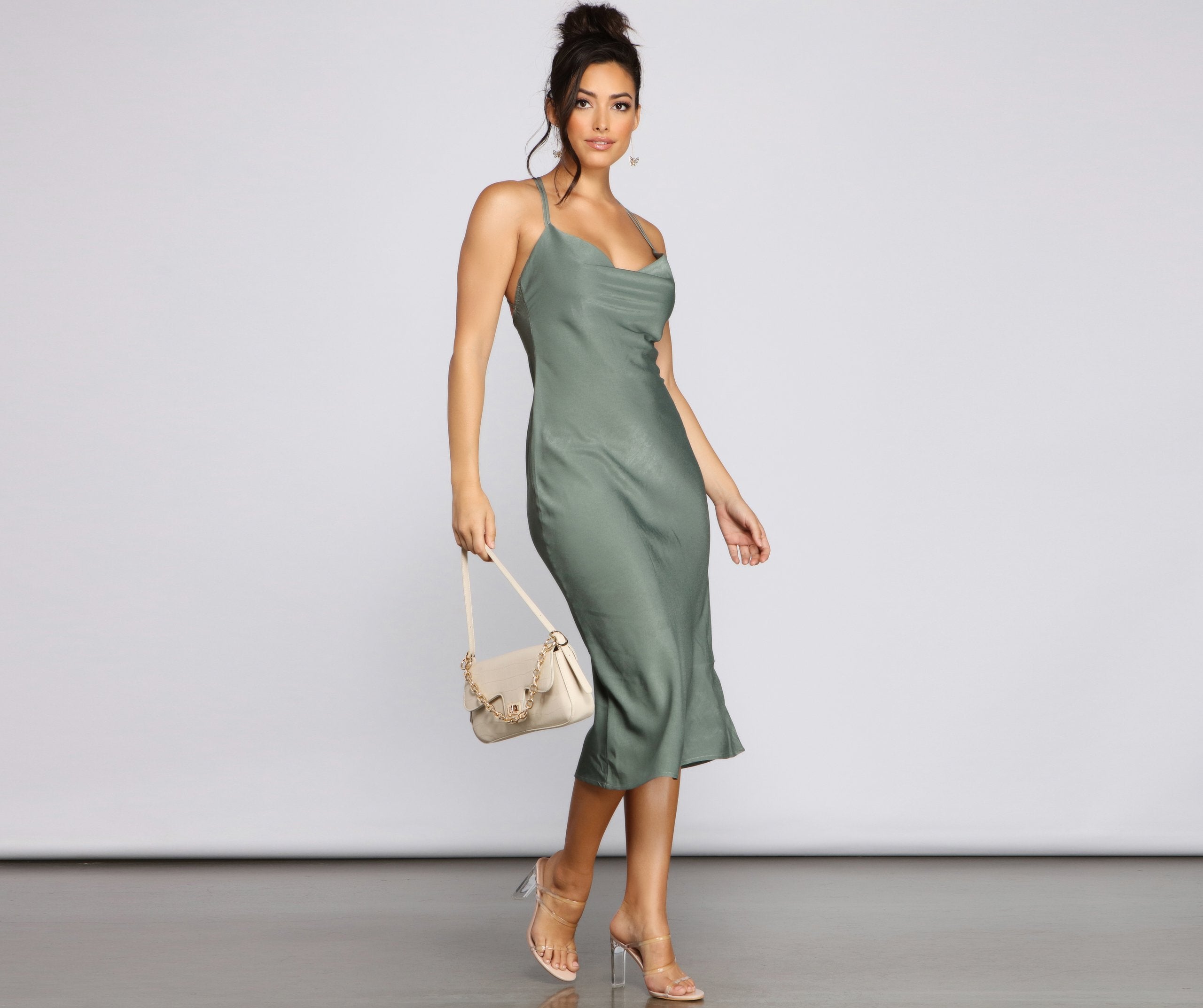 Forever Chic Stylish Satin Midi Dress InsStreet