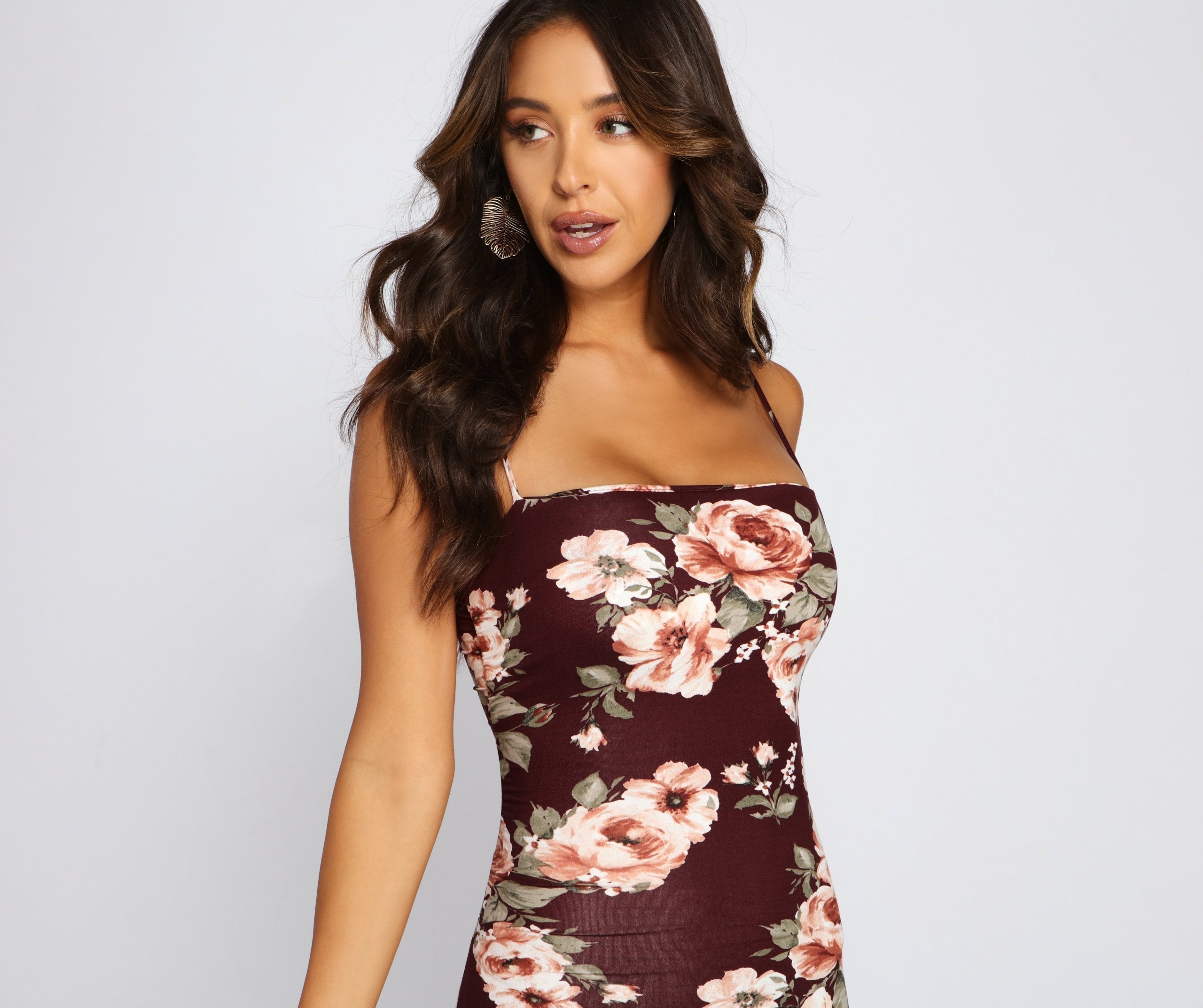 Floral Lover Stylish Ruched Midi Dress InsStreet