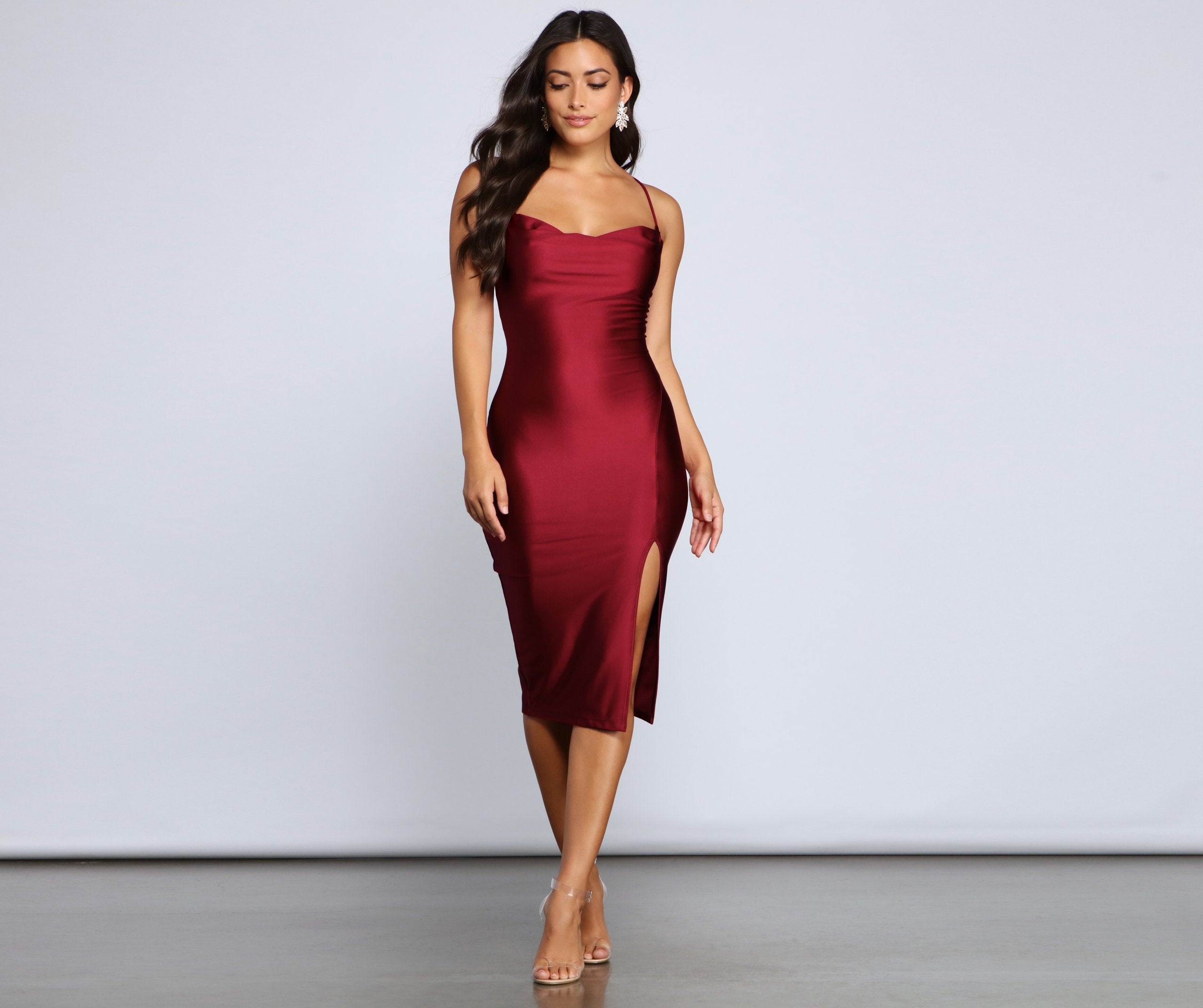 Serving Up Style Charming High Slit Midi Dress InsStreet