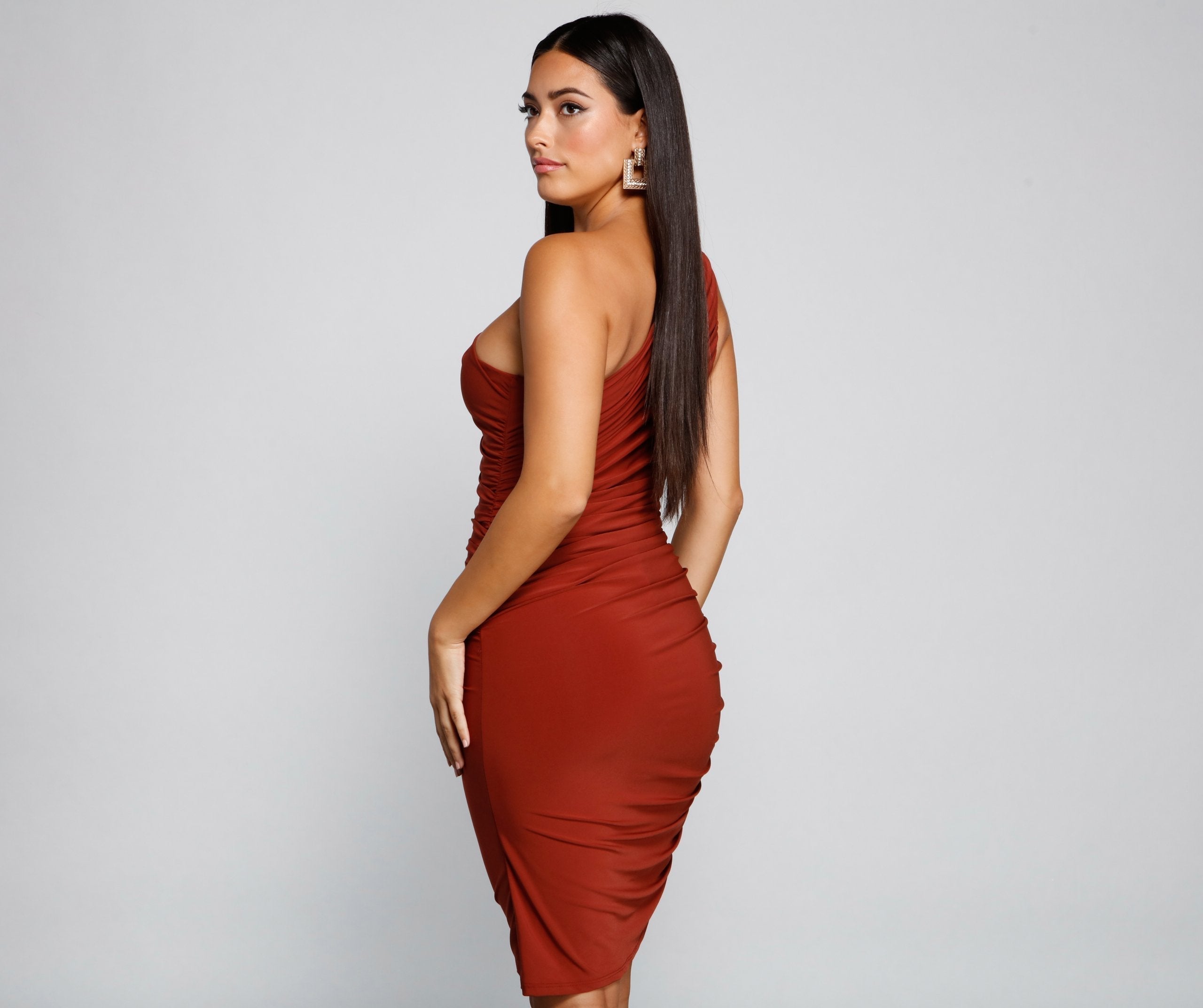 That Classic And Chic Graceful Vibe Ruched Midi Dress InsStreet