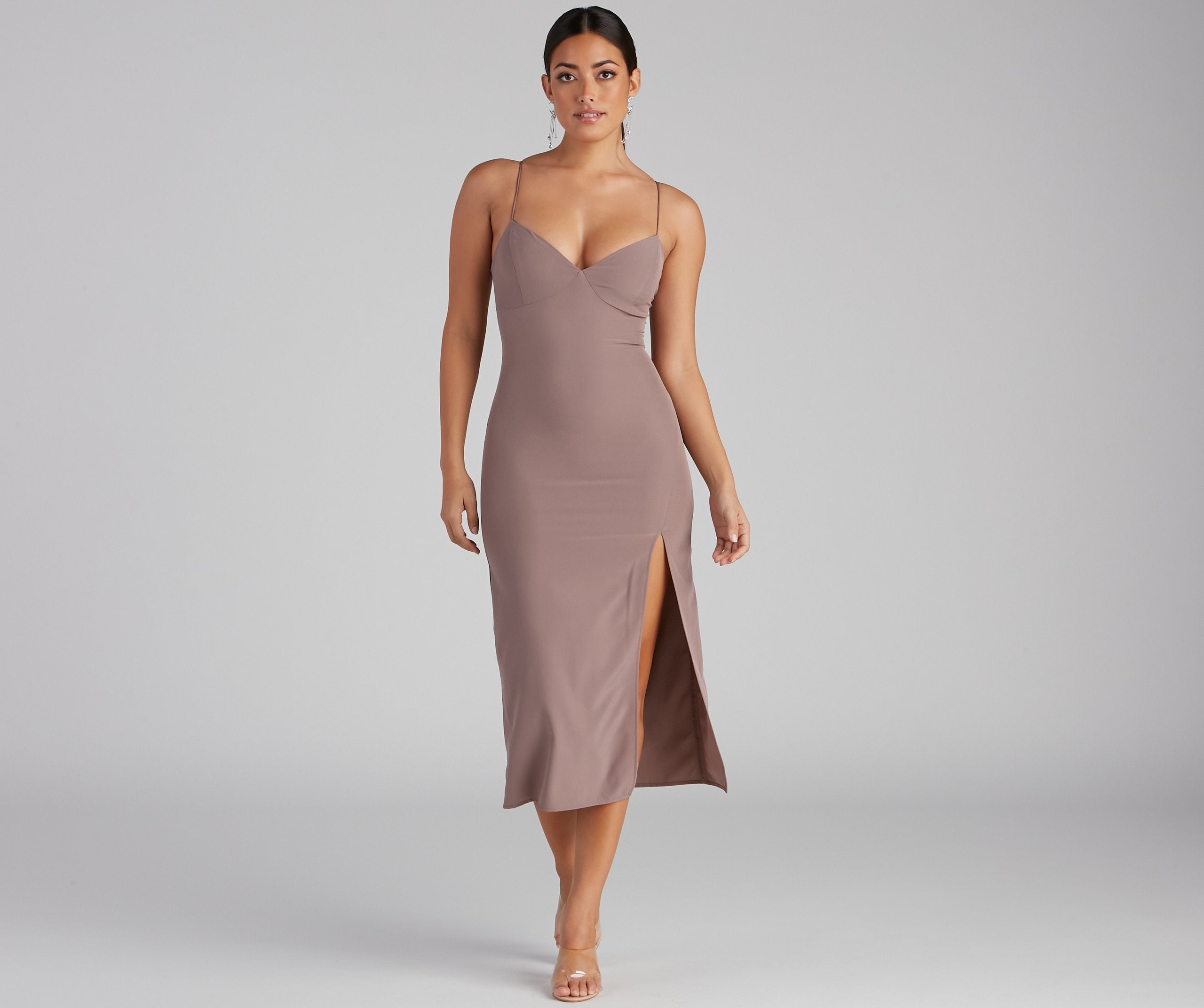 Effortlessly Chic High Charming Slit Slip Dress InsStreet