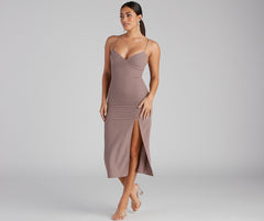 Effortlessly Chic High Charming Slit Slip Dress InsStreet