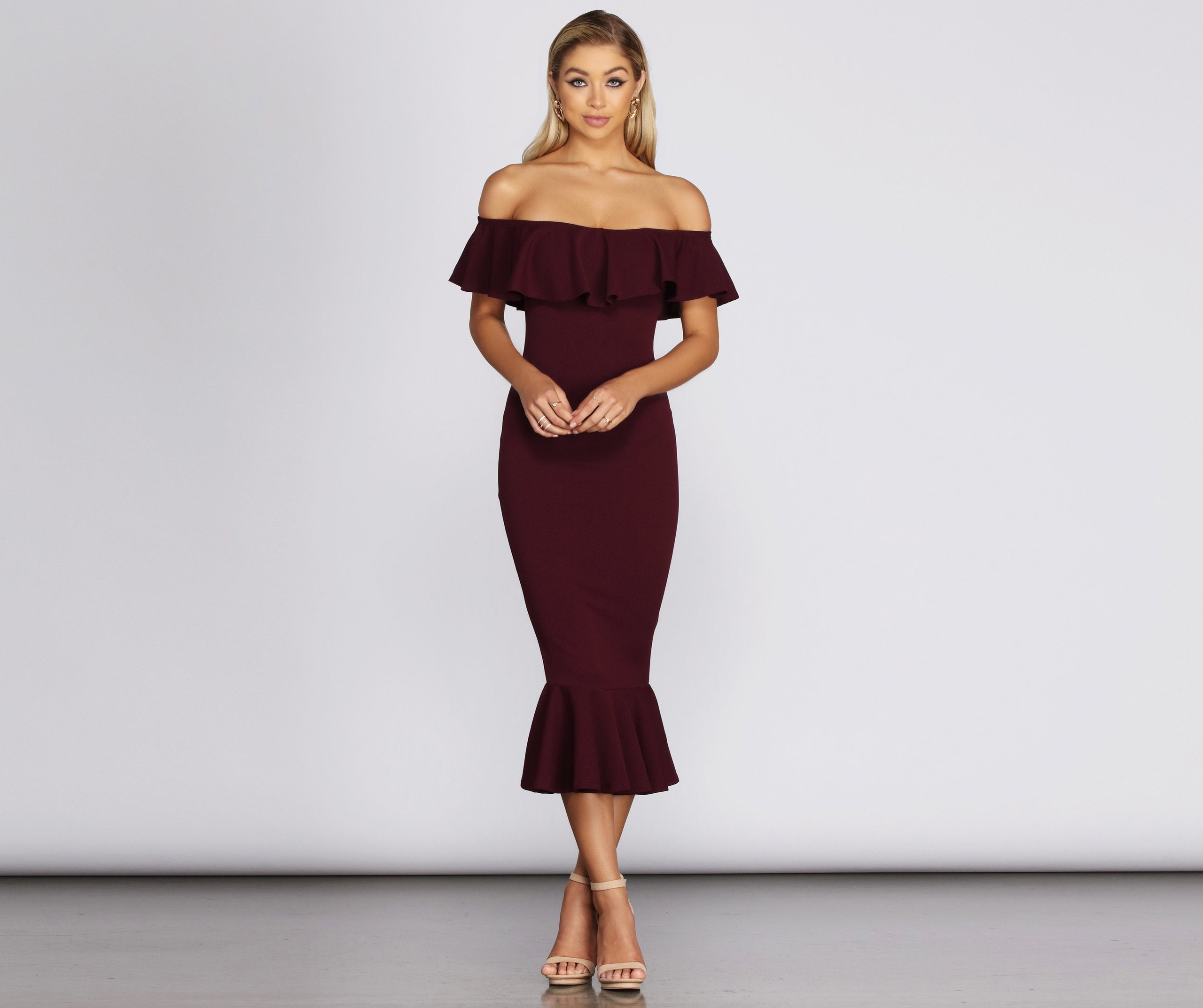 Ready And Stylish Ruffled Midi Dress InsStreet