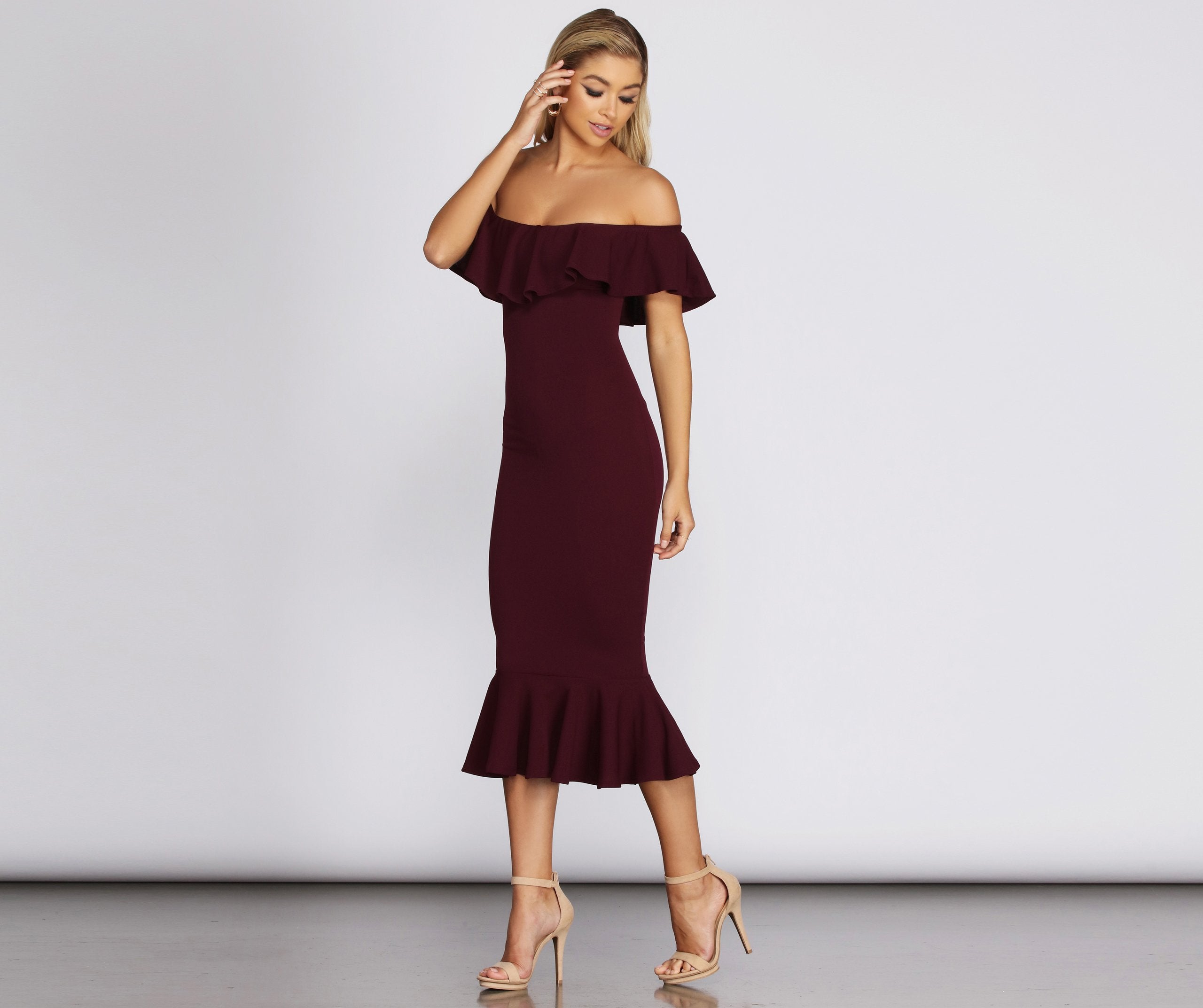 Ready And Stylish Ruffled Midi Dress InsStreet