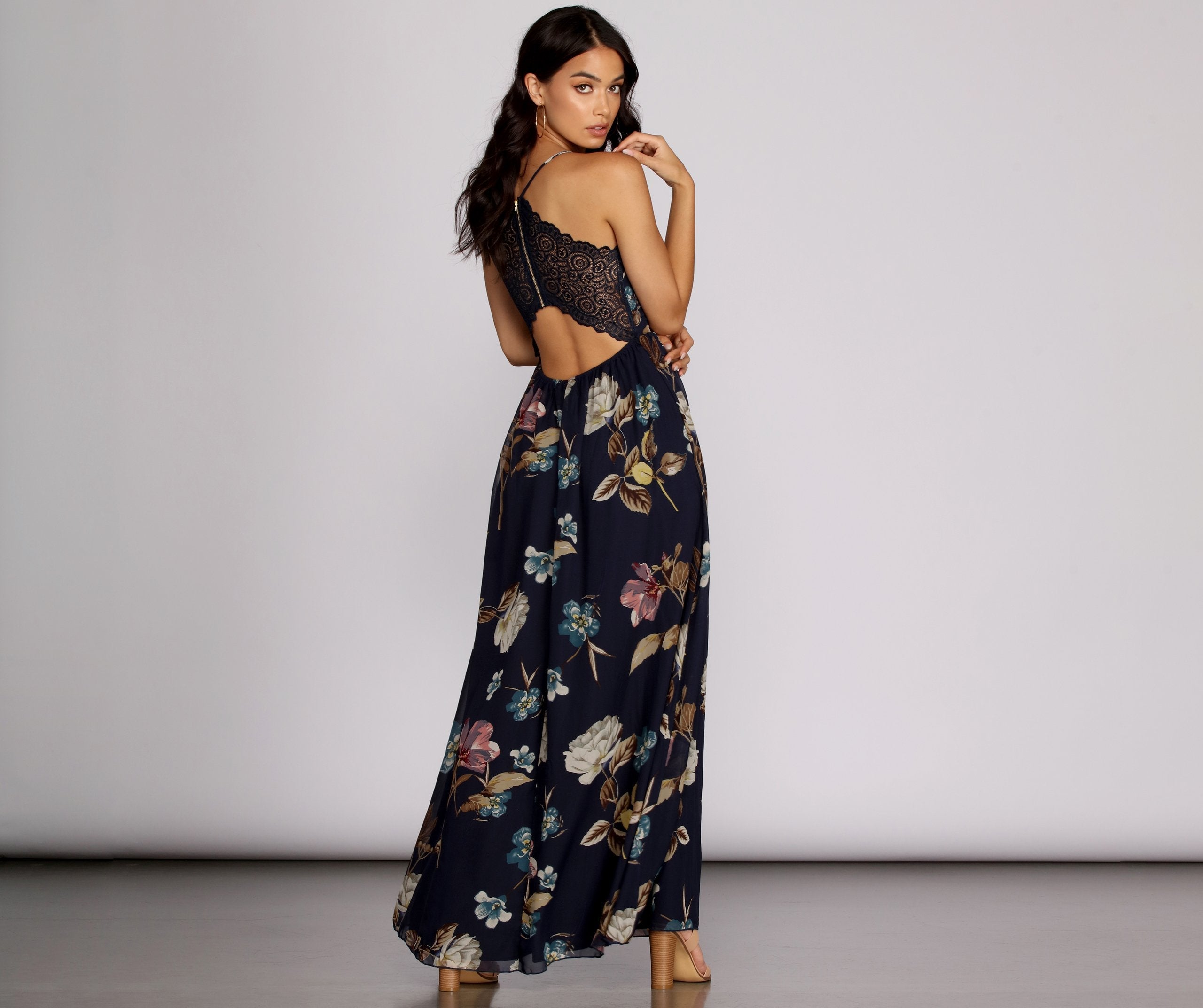 Flower Power Stylish Chiffon Maxi Dress InsStreet