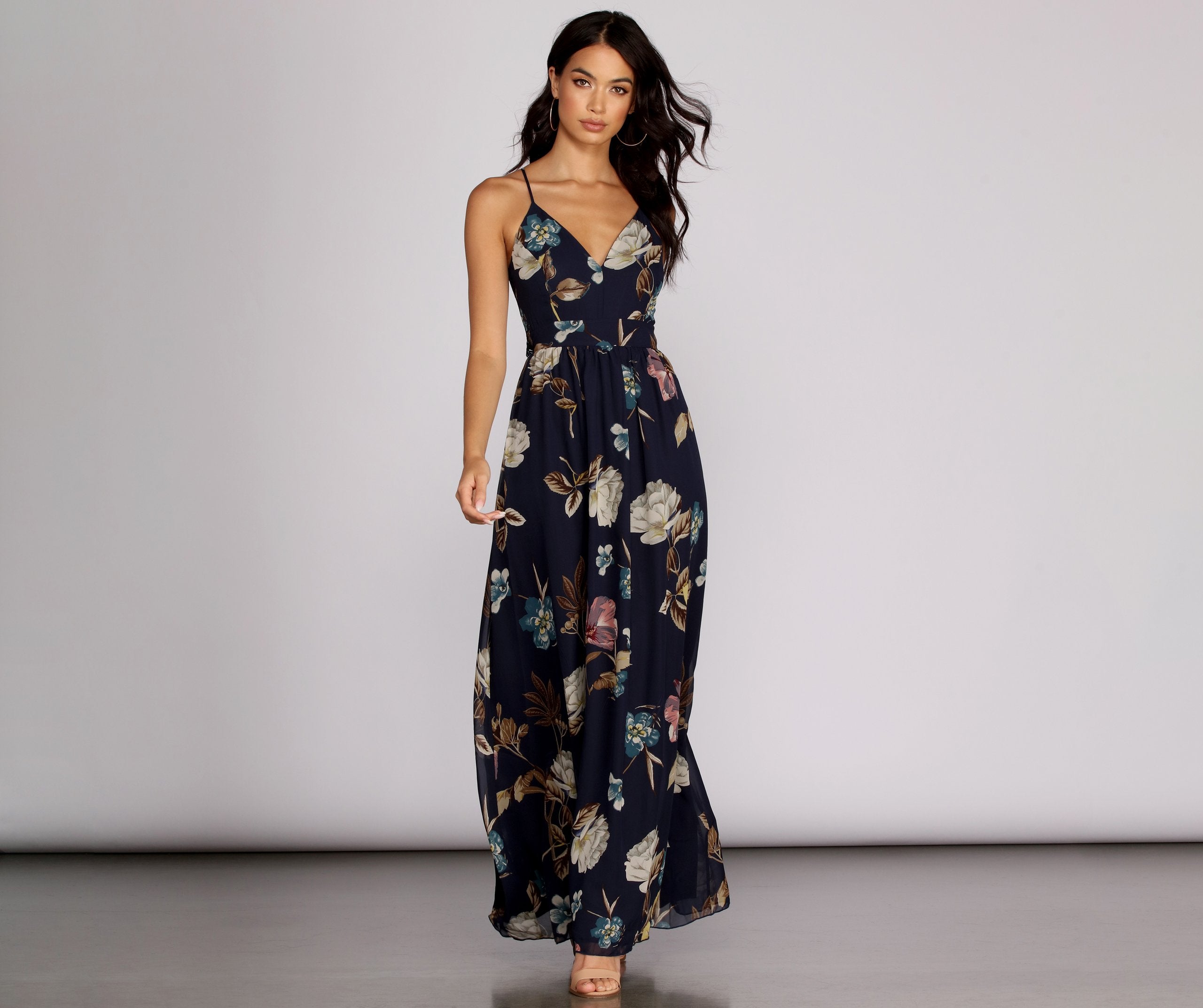 Flower Power Stylish Chiffon Maxi Dress InsStreet