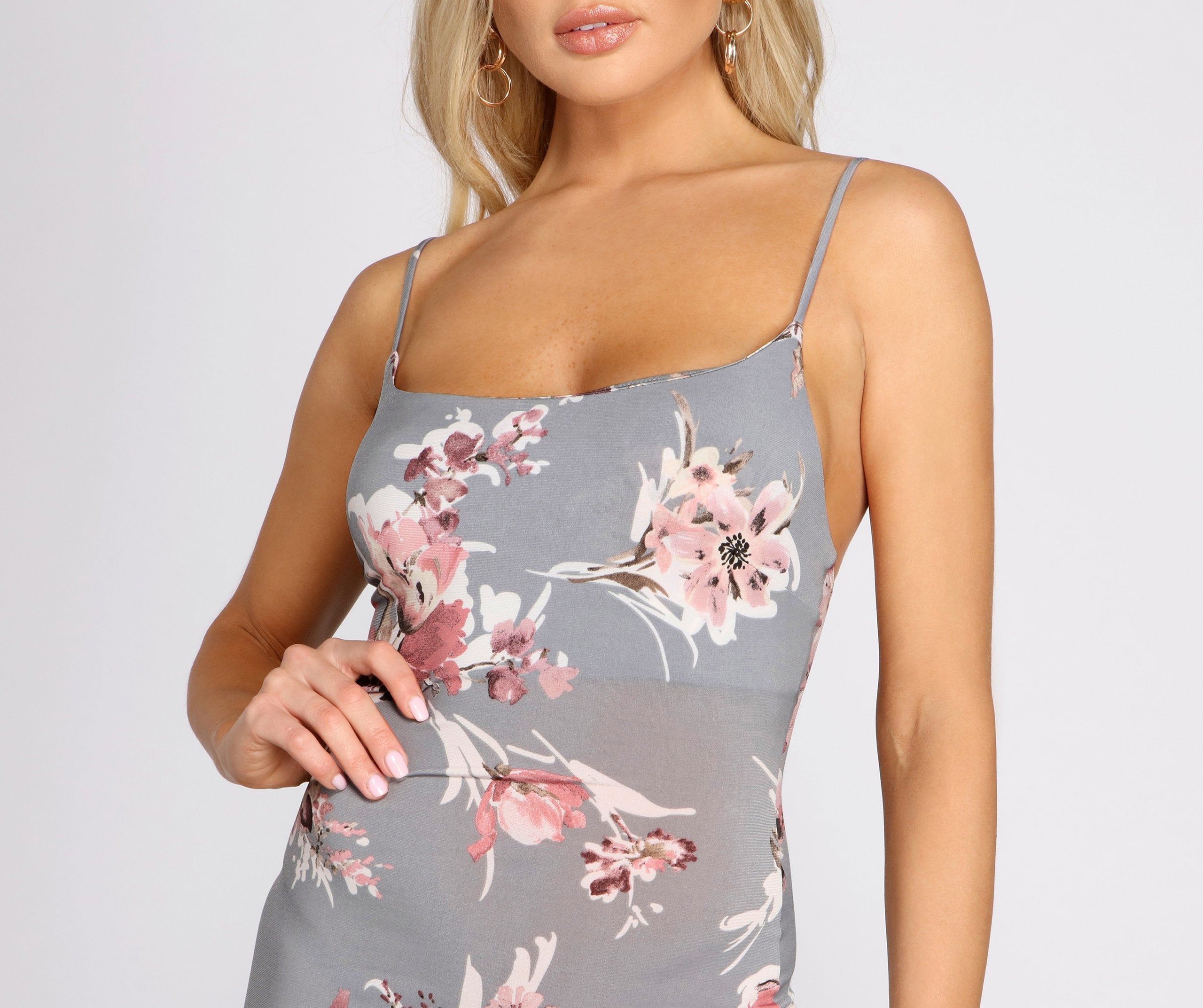 Fresh Blooms Side Charming Slit Maxi Dress InsStreet