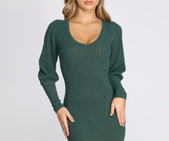 Long Sleeve Stylish Ribbed Mini Dress InsStreet