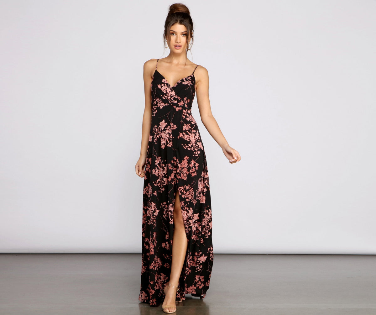 Total Sweetheart Floral Charming High Slit Maxi Dress InsStreet