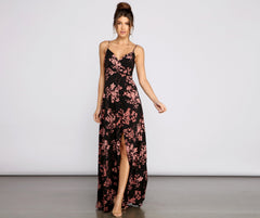 Total Sweetheart Floral Charming High Slit Maxi Dress InsStreet