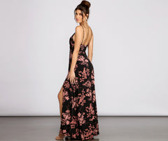 Total Sweetheart Floral Charming High Slit Maxi Dress InsStreet