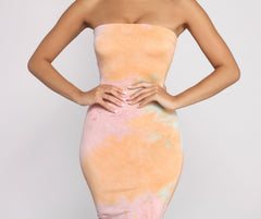 Strapless Tube Tie Charming Dye Midi Dress InsStreet